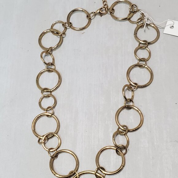 Bijou Gold Link Necklace with Rhinestones - Picture 3 of 7